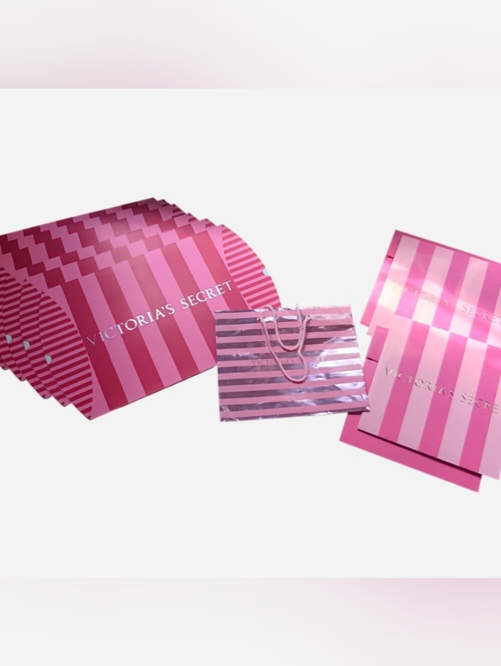 lot of empty Victoria's Secret Y2K gift boxes and glossy bag classic